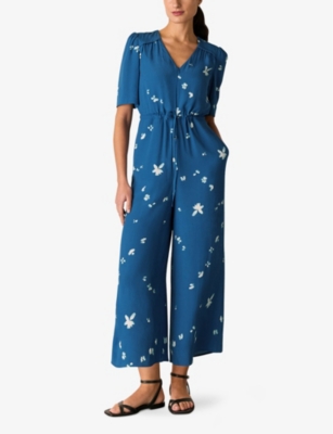 Whistles Womens Multi-coloured Floral-print Short-sleeve Woven Jumpsuit In Multi-coloured
