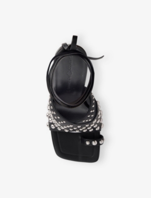CHET LO X C4C X PULL AND BEAR: Studded Heeled Leather Sandals