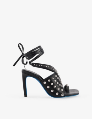 CHET LO X C4C X PULL AND BEAR: Studded Heeled Leather Sandals