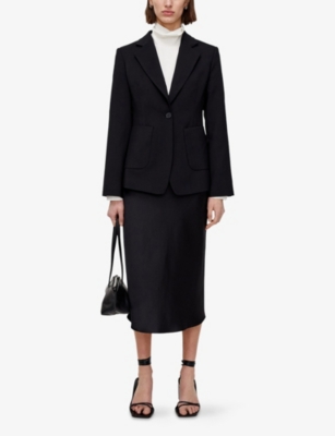 Joseph Womens Black Glenview Single-breasted Stretch-wool Blazer In Black