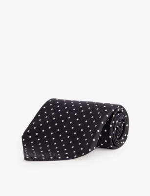 TIGER OF SWEDEN: Bysshe Polka Dot Silk Tie
