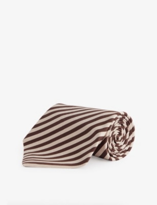 TIGER OF SWEDEN: Bysshe2 Stripe-Print Silk Tie