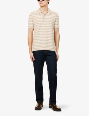 TIGER OF SWEDEN: Erros Stripe-Print Knitted Polo Shirt
