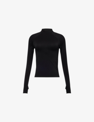 JOHANNA PARV X C4C X PULL AND BEAR X C4C X PULL AND BEAR WOMENS BLACK PULL&BEAR X JOHANNA PARV ROUND-NECK LONG-SLEEVE STRETCH-JERSEY TO 