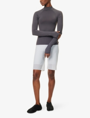 JOHANNA PARV X C4C X PULL AND BEAR X C4C X PULL AND BEAR WOMENS GREY PULL&BEAR X JOHANNA PARV FUNNEL-NECK OPEN-BACK STRETCH-JERSEY TOP 