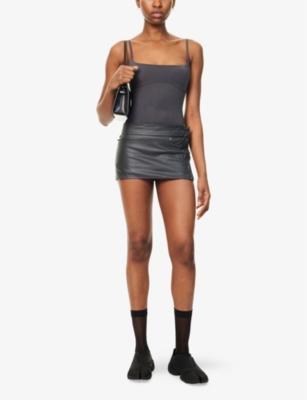 JOHANNA PARV X C4C X PULL AND BEAR X C4C X PULL AND BEAR WOMENS GREY JOHANNA PARVA X C4C X PULL&BEAR CAMISOLE STRETCJ-JERSEY TOP 
