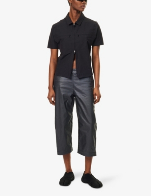 JOHANNA PARV X C4C X PULL AND BEAR: Pull&Bear x Johanna Parv Short-Sleeve Zip-Up Cotton Shirt