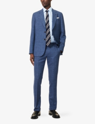 PAUL SMITH: Checked Slim-Fit Wool, Linen And Silk Trousers