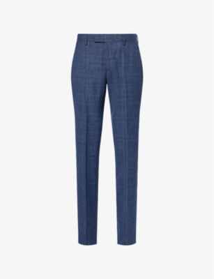 PAUL SMITH: Checked Slim-Fit Wool, Linen And Silk Trousers