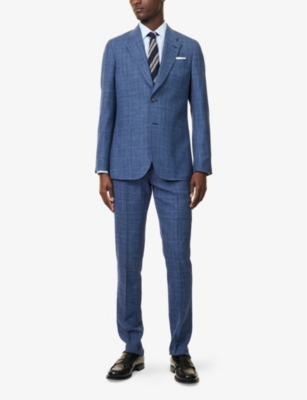 PAUL SMITH: Checked Single-Breasted Wool, Linen And Silk Jacket