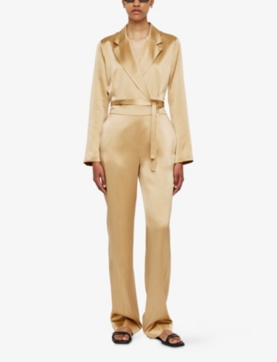 Joseph Tova Silk Satin Trousers In Desert Sand