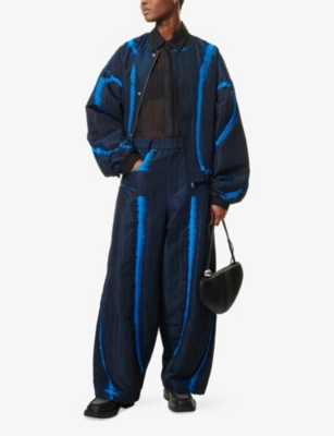 Chet Lo X C4c X Pull And Bear X C4c X Pull And Bear Womens Black/blue Pull & Bear X Chet Lo Striped Textured Woven Jacket In Black/blue
