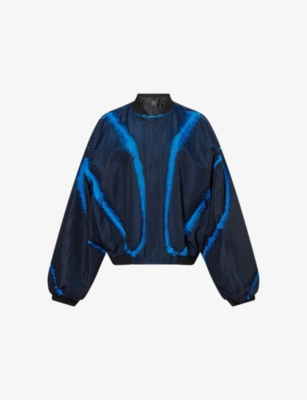 Chet Lo X C4c X Pull And Bear X C4c X Pull And Bear Womens Black/blue Pull & Bear X Chet Lo Striped Textured Woven Jacket In Black/blue