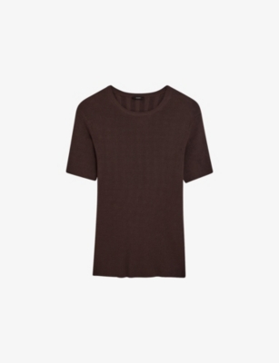 Joseph Satin Rib Knit Top In Ebony