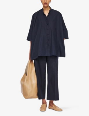 Joseph Womens Navy Congo Oversized Cotton Blouse In Navy