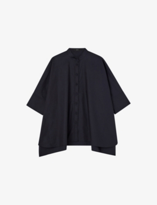 Joseph Womens Navy Congo Oversized Cotton Blouse In Navy