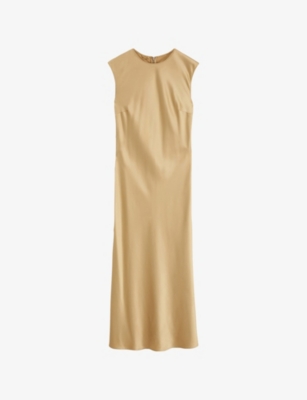 Shop Joseph Womens Garnier Sleeveless Silk-satin Midi Dress Desert Sand