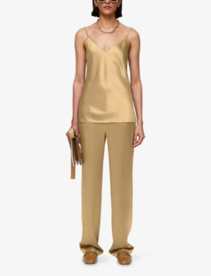 Joseph Womens Desert Sand Clea V-neck Silk-satin Camisole Top In Gold