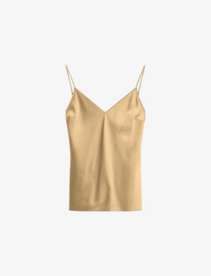Joseph Womens Desert Sand Clea V-neck Silk-satin Camisole Top In Gold