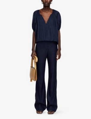 Joseph Womens Navy Briela Habotai Silk Blouse In Navy