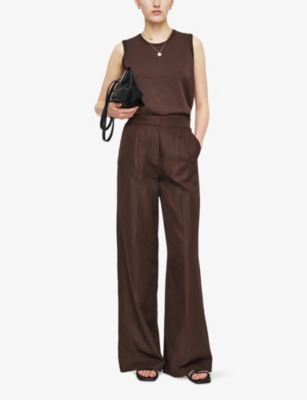 Joseph Womens Ebony Alanel Wide-leg Cotton And Silk Trousers In Ebony