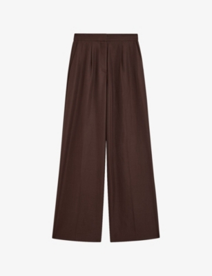 Joseph Womens Ebony Alanel Wide-leg Cotton And Silk Trousers In Ebony