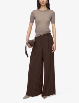 Joseph Womens Ebony Tibre Plissé Woven Trousers In Ebony