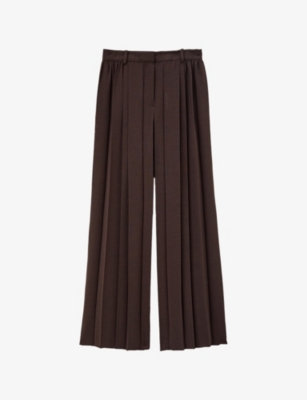 Joseph Womens Ebony Tibre Plissé Woven Trousers In Ebony