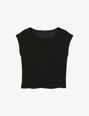 Joseph Womens Black Cap-sleeve Linen-jersey Top