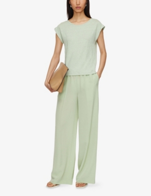 Joseph Womens Matcha Cap-sleeve Linen-jersey Top