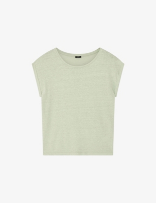 Joseph Womens Matcha Cap-sleeve Linen-jersey Top