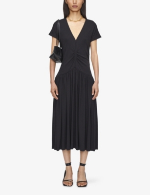Joseph Womens Black Isaure Short-sleeve Crepe-jersey Midi Dress Xl In Black