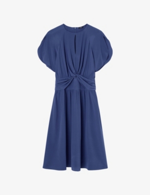 Joseph Womens Harbour Lowri Crepe De Chine Knot Silk Midi Dress