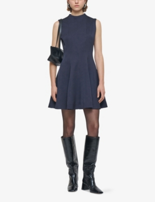 Shop Joseph Womens  Edita Flared Woven Mini Dress In Navy