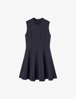 Shop Joseph Womens  Edita Flared Woven Mini Dress In Navy