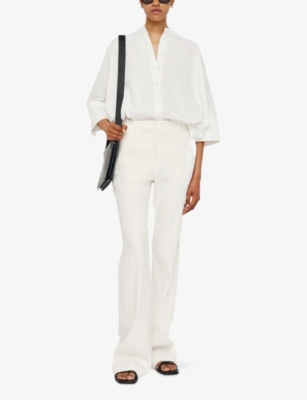 JOSEPH: Tafira Flared-Leg Stretch-Linen Trousers