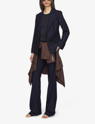 Joseph Womens Navy Marty Notched-lapels Stretch-linen Jacket In Navy