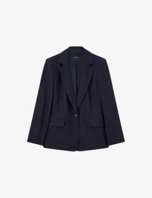 Joseph Womens Navy Marty Notched-lapels Stretch-linen Jacket In Navy