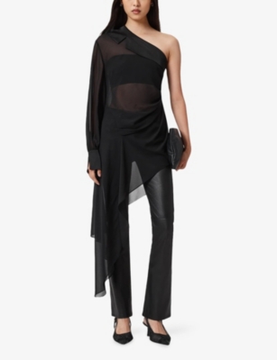 ALLSAINTS: Anaya Asymmetric One-Shoulder Woven Top