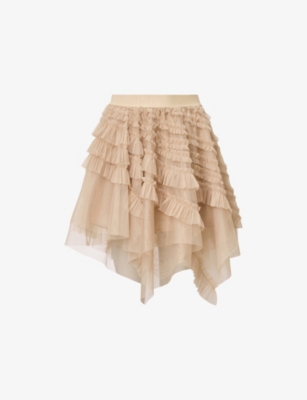 ALLSAINTS: Jayde Branded-Waist Tulle Woven Mini Skirt