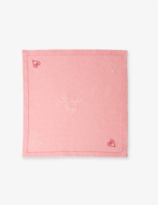 Laetitia Rouget Pink All Night Long Set Of Two Linen Napkins