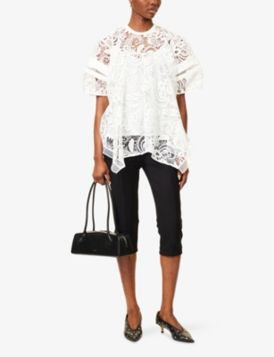 3.1 Phillip Lim Womens  Corded Lace-embroidery Woven Top In White