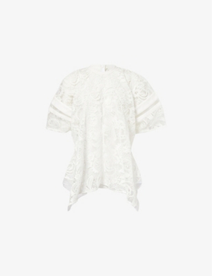 3.1 Phillip Lim Womens  Corded Lace-embroidery Woven Top In White