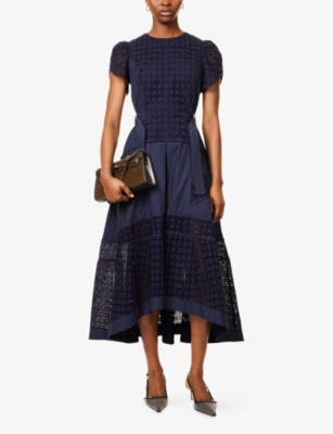 3.1 PHILLIP LIM: Broiderie Tulip Short-Sleeve Cotton Midi Dress