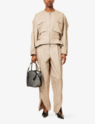 3.1 Phillip Lim Khaki Cargo Flounce Hem Jacket In Khaki