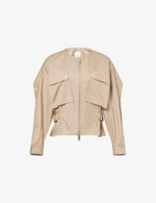 3.1 Phillip Lim Khaki Cargo Flounce Hem Jacket In Khaki