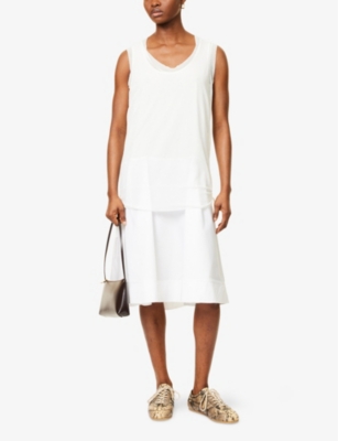 Shop 3.1 Phillip Lim Womens Double Layer Sleeveless Cotton-blend Midi Dress Ivory