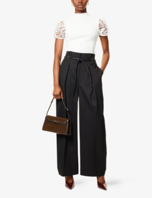 3.1 Phillip Lim Womens  Wide-leg Origami Cotton-blend Trousers In Black