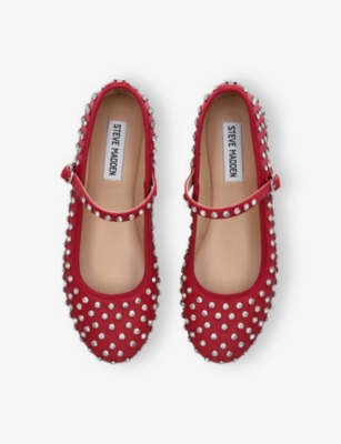 Steve Madden Womens Red/other Vinetta-r Faux-leather Mary Jane Flats Eur 39 / 6 Uk In Red