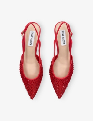 STEVE MADDEN: Legaci Rhinestone-Embellished Heeled Woven Slingbacks